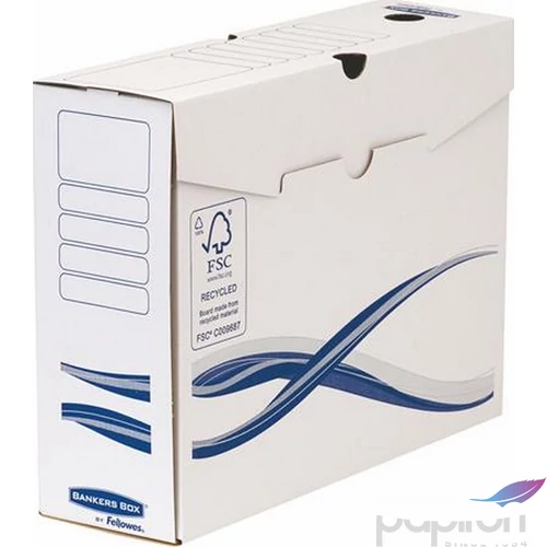 Archiválódoboz A/4+ Fellowes 100mm Bankers Box Basic, kék-fehér Iratrendezés, archiválás