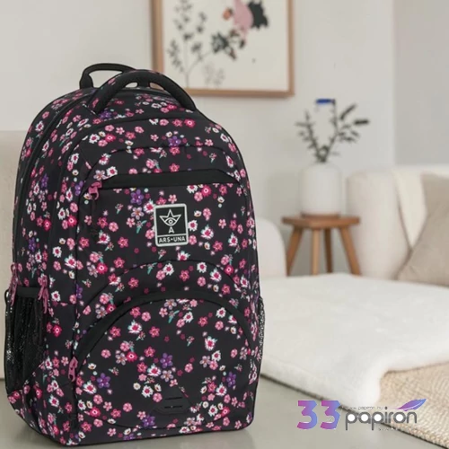 Ars Una 24 Pearl Blossom black iskolatáska stabil