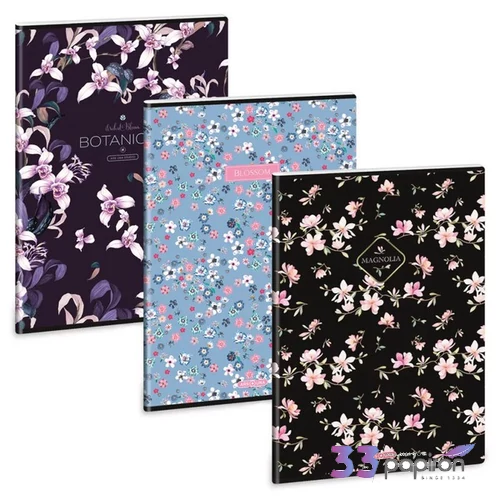 Ars Una Extra Kapcsos Füzet 26 A/4 Vonalas Botanic Flowers-Mix 26'