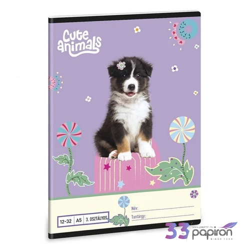 Ars Una Füzet 12-32 Vonalas 26 A/5 Cute Animals  Aussie 26' 53605283 prémium minőség