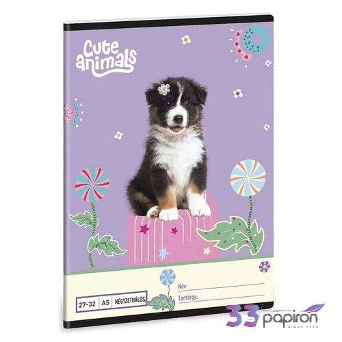 Ars Una Füzet 27-32 Kockás 26 A/5 Cute Animals  Aussie 26' 53635280 prémium minőség
