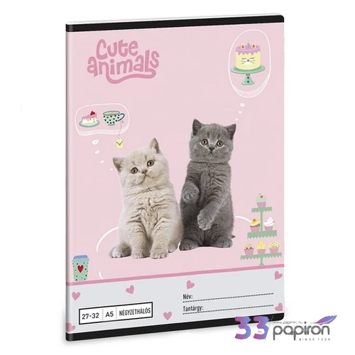 Ars Una Füzet 27-32 Kockás 26 A/5 Cute Animals Tea Party 26' 53635327 prémium minőség