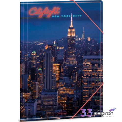 Ars Una Gumis mappa A4 24' City light-New York 50214402 350gr vastag kartonból