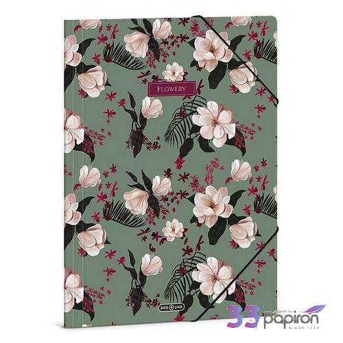 Ars Una Gumis mappa A4 26' Flowery Green 50215355 350gr vastag kartonból