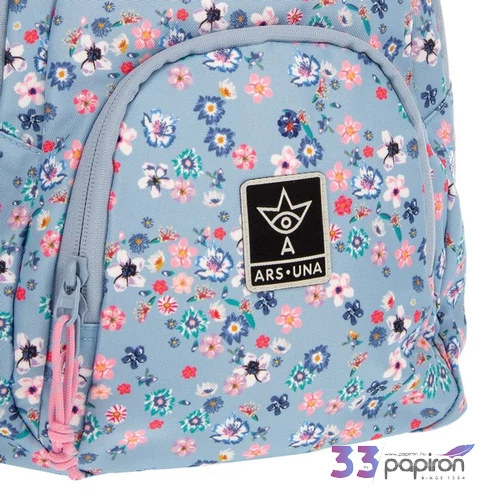 Ars Una 24 Pearl Blossom blue iskolatáska virágos
