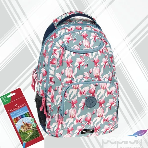 Ars Una hátizsák ergonómikus AU-6 26L Rosy Magnolia 3év garancia 55042529 Praktikus kamaszoknak zsebbel l
