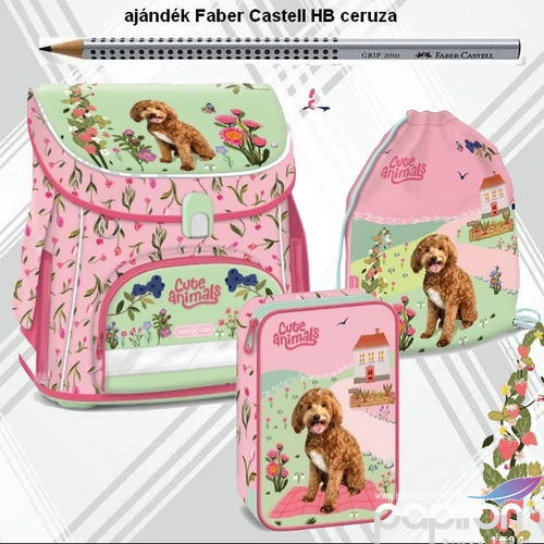 Ars Una iskolatáska szett 25 Cute Animals Doggie mágneszáras iskolatáska, tolltartó, tornazsák