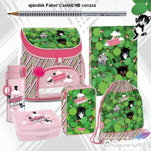 Ars Una iskolatáska szett 25 Think Pink táska, többszintestolltartó, kulacs, gumis mappa, uzsidoboz, kulacs