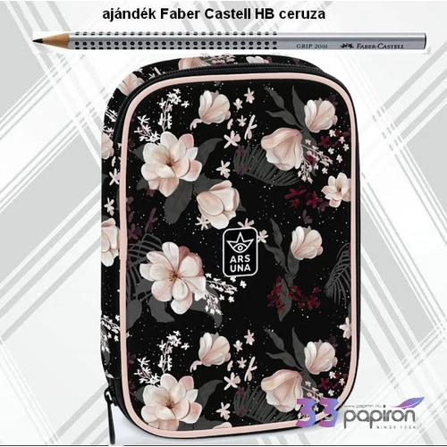 Ars Una Többszintes Tolltartó Flowery black üres prémium 54953741 nagyméretű írószertartókkal