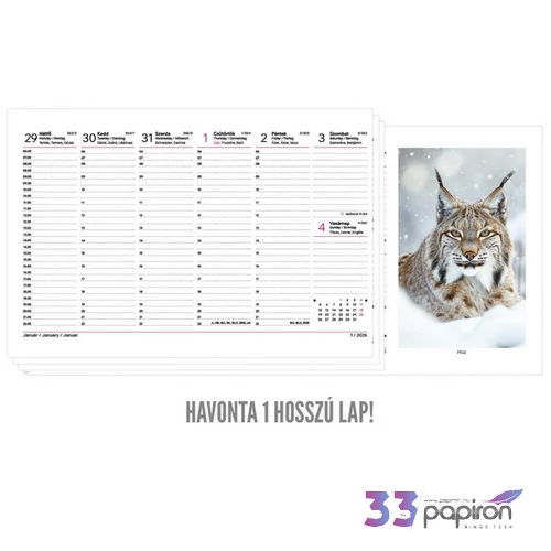 Asztali Naptár 2026 T054 Vadászat Álló Papír T Toptimer 2026 kollekció!