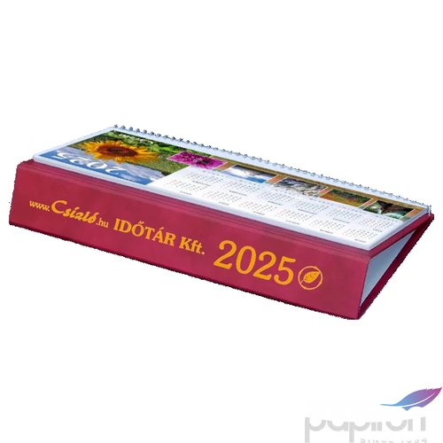 Asztali naptár fekvő 2025 Csízió bordó napi motivációval 53 lapos-méret: 310x160 mm