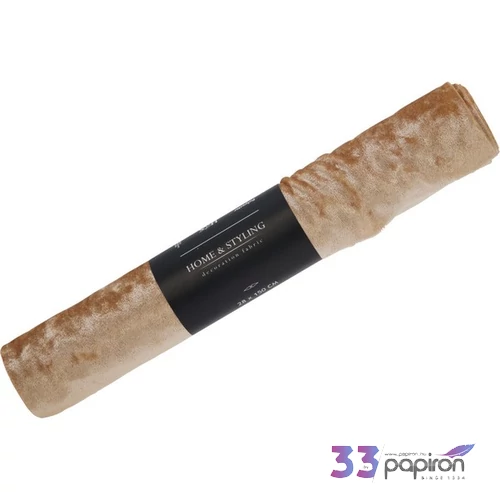 Asztalközép 50x28cm plüss Bársony 2féle arany, barna színben textil KPM25