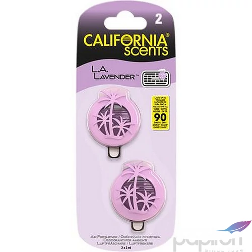 Autóillatosító mini diffúzer 2x3ml CALIFORNIA SCENTS La Lavender