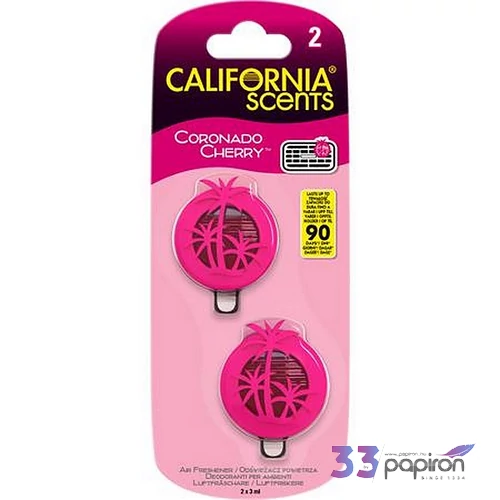 Autóillatosító mini diffúzer 2x3ml CALIFORNIA SCENTS Coronado Cherry