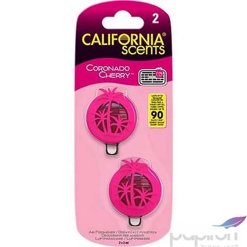 Autóillatosító mini diffúzer 2x3ml CALIFORNIA SCENTS Coronado Cherry