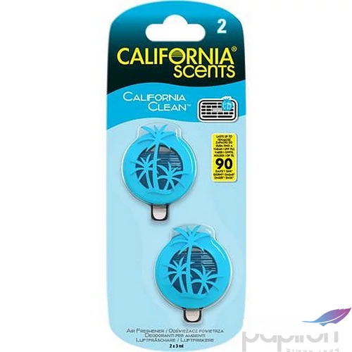 Autóillatosító mini diffúzer 2x3ml CALIFORNIA SCENTS California Clean