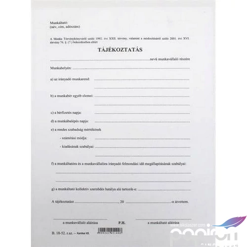 B 18-52/V készlet átadás-átvét Készlet átadás-átvételi bizonylat 25x4, A/5