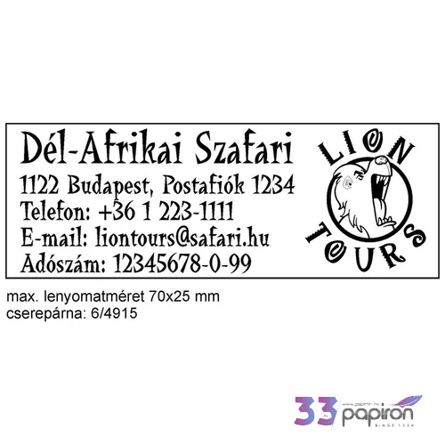 Bélyegző Trodat 4915 +6/4915 párna önfestékező bélyegző 70 x 25 mm