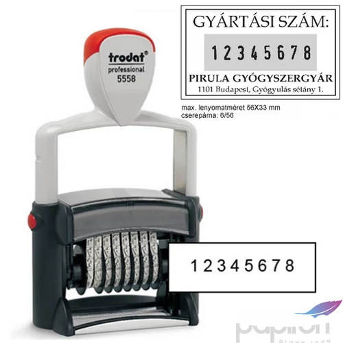 Bélyegző Trodat 5558/PL Profi szám+szöveg bélyegző 56x33, dát.: 5mm