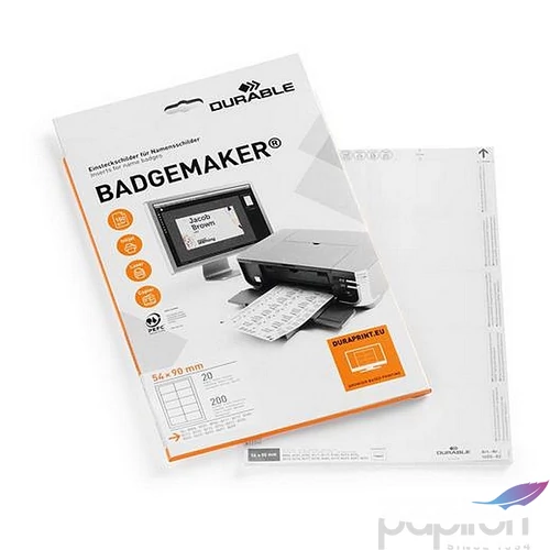 Betétlap 54x90mm DURABLE fehér 
