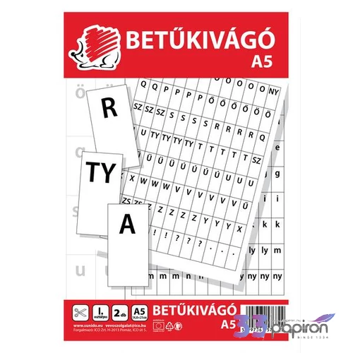 Betűkivágó Süni betűkártya iskolaszezonos termék