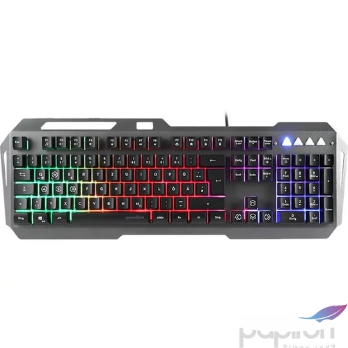 Billentyűzet vezetékes USB gaming fém HUN SPEEDLINK LUNERA RGB Rainbow fekete
