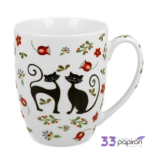 bögre 350ml porcelán Ethno Cats Díszdobozban