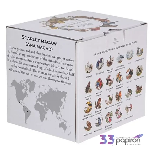 Bögre porcelán 400 ml World of Birds SCARLET MACAW-papagájos Díszdobozban
