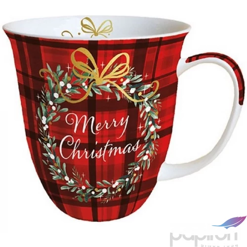 Bögre karácsonyi Porcelán Christmas Plaid Red, 0,4l