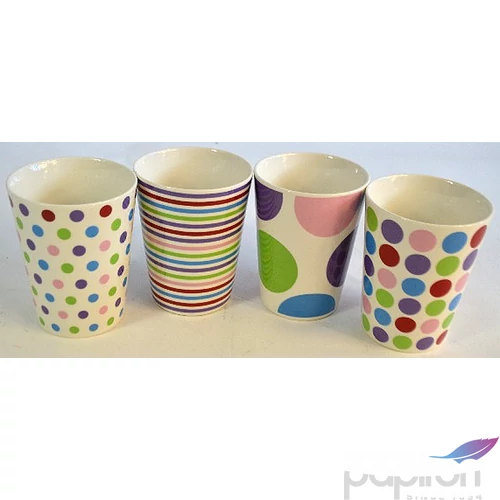 Bögre kerámia 350ml V forma pasztell színű geometriai minták 250408 (8,5x11,1cm)