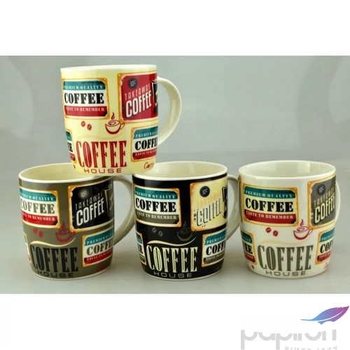 Bögre kerámia 330ml hasas, Tak away coffee, 4 féle 
