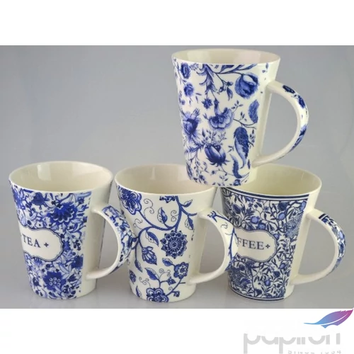 Bögre kerámia Blue Retro 4féle különböző Retro hatású mintával 253133