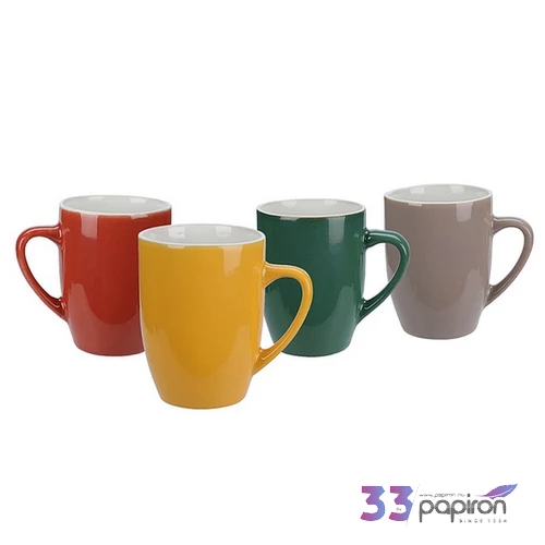 Bögre kerámia egyszínű 240ml 4féle piros, sárga, zöld, szürke kpmhu '25