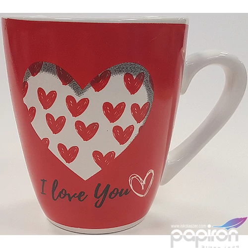 Bögre kerámia Valentin I Love You feliratos, szív dekorral papír dobozos