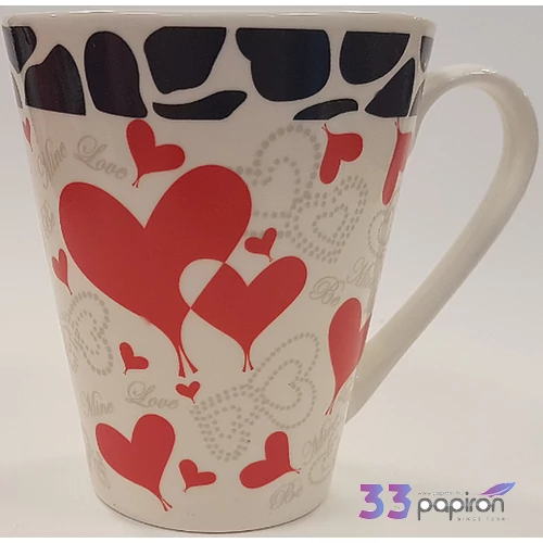 Bögre kerámia Valentin Napra Szívecske mintával Love felirattal