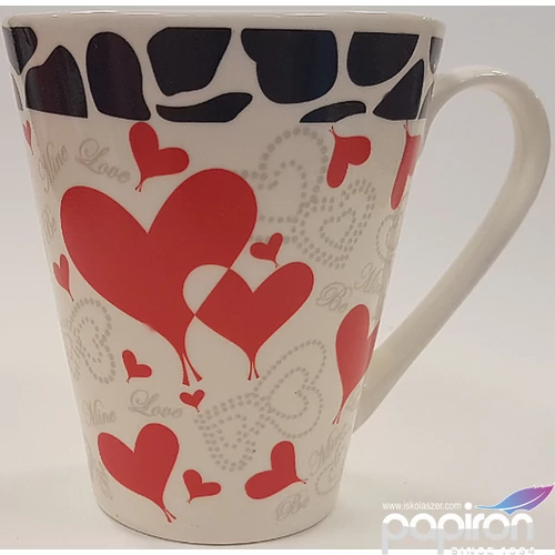 Bögre kerámia Valentin Napra Szívecske mintával Love felirattal