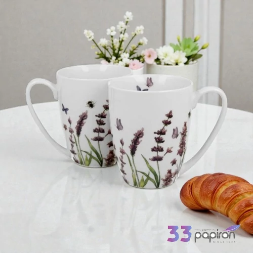 Bögre porcelán 360ml CLASSIC LAVENDER 2 db/szett Díszdobozban