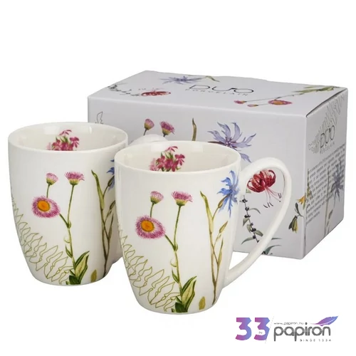 Bögre porcelán 360ml COLORS OF NATURE 2 db/set-virágos Díszdobozban