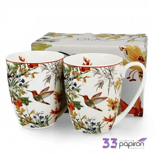 Bögre porcelán 360ml LINNEA 2 db/szett-kolibris Díszdobozban