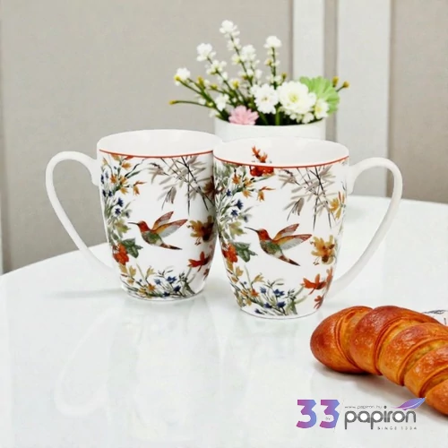 Bögre porcelán 360ml LINNEA 2 db/szett-kolibris Díszdobozban