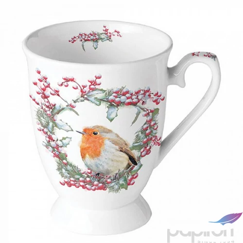 Bögre porcelán Ambiante Robin in Wreath 2,5dl porcelánbögre
