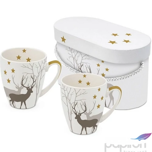Bögre porcelán 0,35l dobozban,2db-os, Winter Deers white
