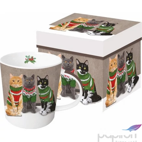 Bögre porcelán 0,35l dobozban, Sweater Cats
