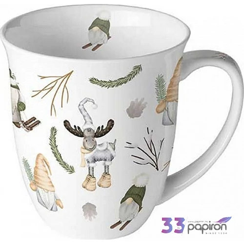 Bögre porcelán 0,4l Forest gnomes white