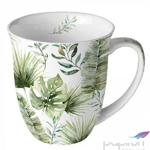 Bögre porcelán Ambiante Jungle leaves white 4dl porcelánbögre