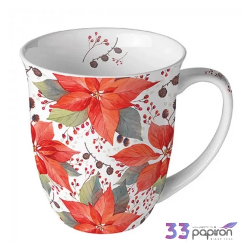 Bögre porcelán Ambiante Poinsettia And Berries 4dl porcelánbögre