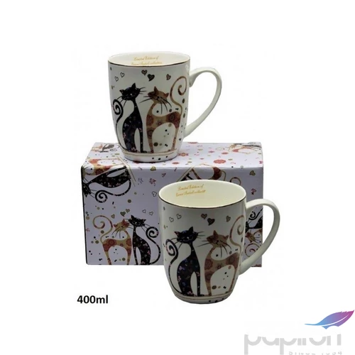 Bögre porcelán 400ml páros, cicás