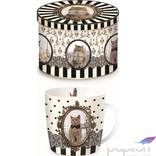 Bögre porcelán 250ml fémdobozban Barocco Cats B