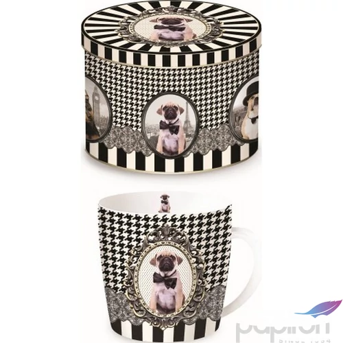 Bögre porcelán 250ml fémdobozban Barocco Dogs A