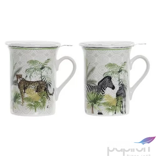 Bögre porcelán 280ml 11x8,5x11cm, fedővel 2 féle állatos